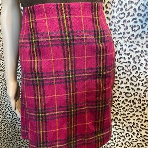 Cache Pink Plaid Pencil Mini Skirt